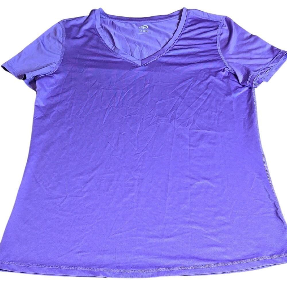Athletic Works Athletic Short Sleeve Tee, Purple, Women's Size Large 12/14